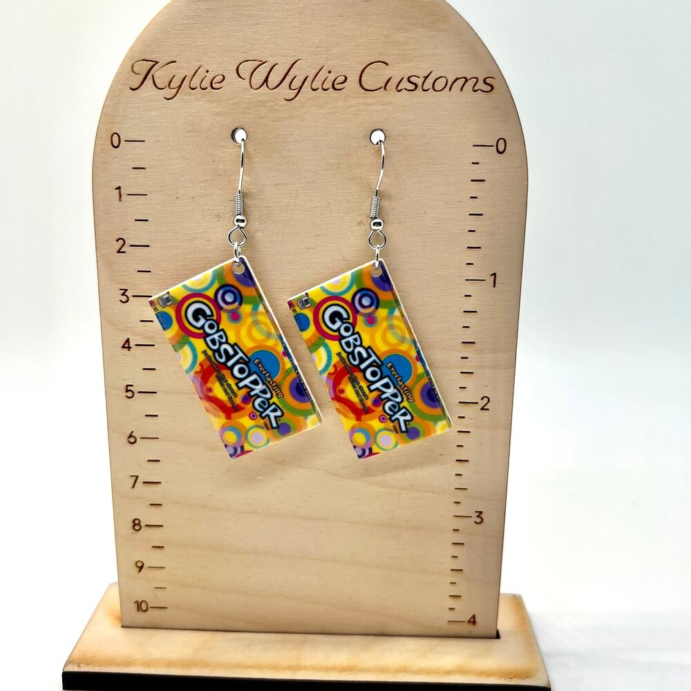 Gobstopper Earrings - Retro Candy Dangle Jewelry - Bright Color Pop Style - Picture 8 of 8